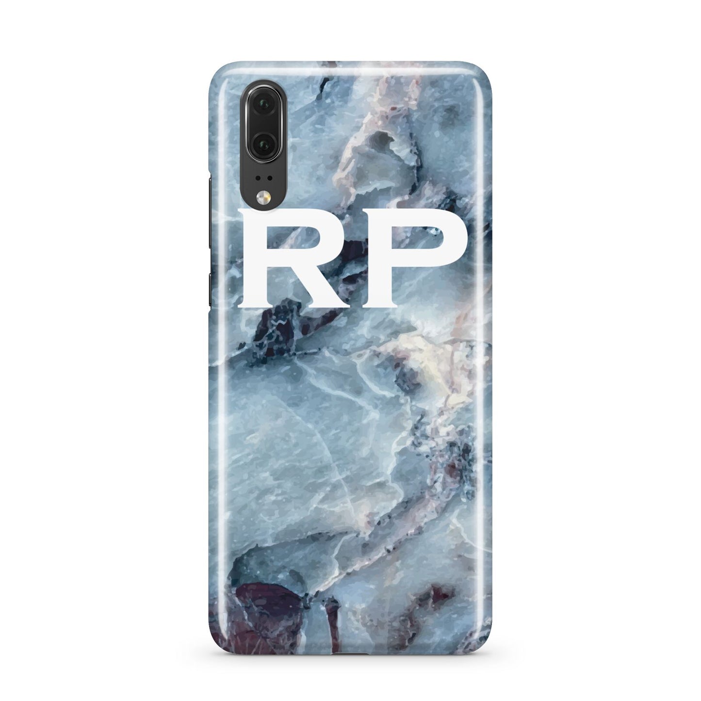 Personalised White Initials Marble Huawei P20 Phone Case