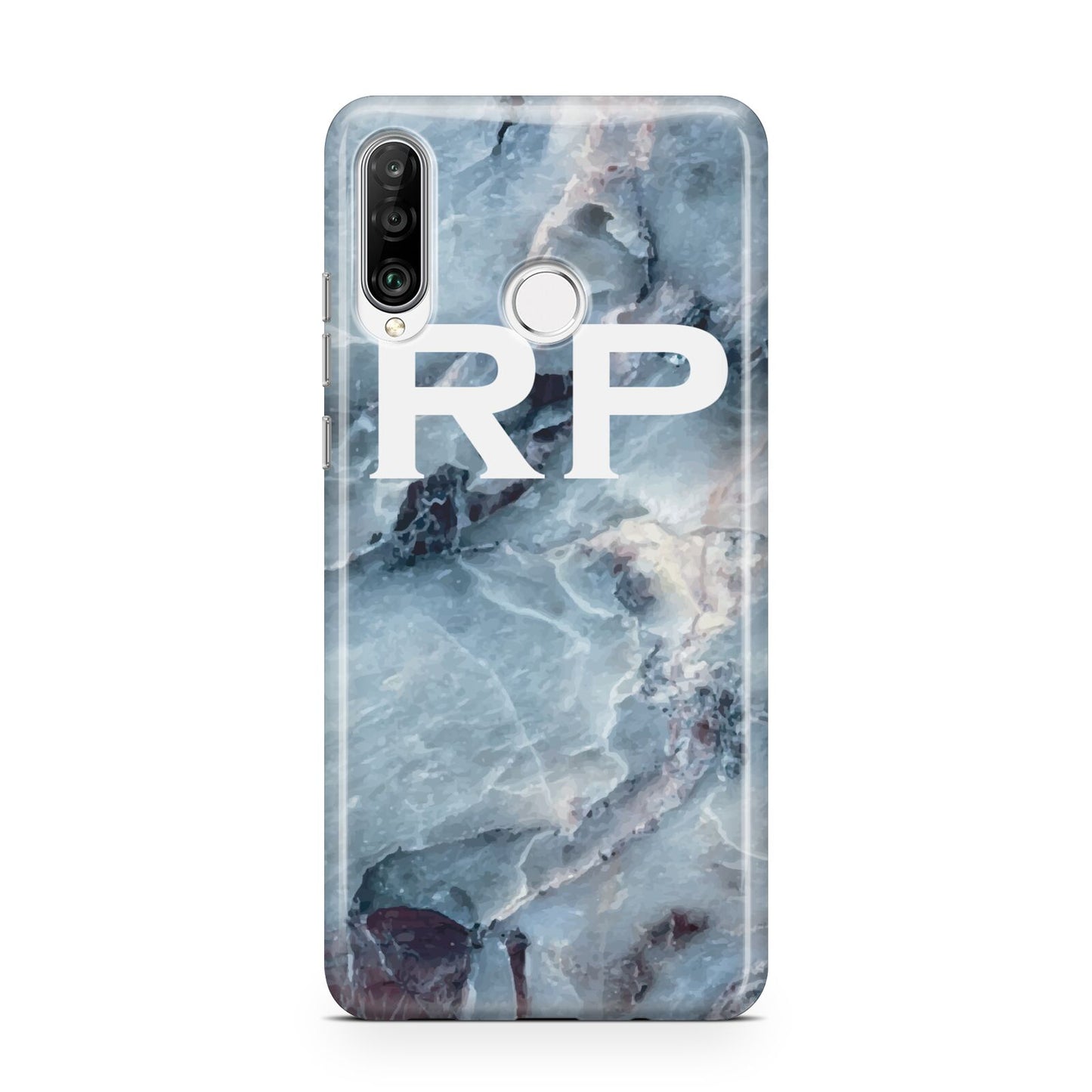 Personalised White Initials Marble Huawei P30 Lite Phone Case