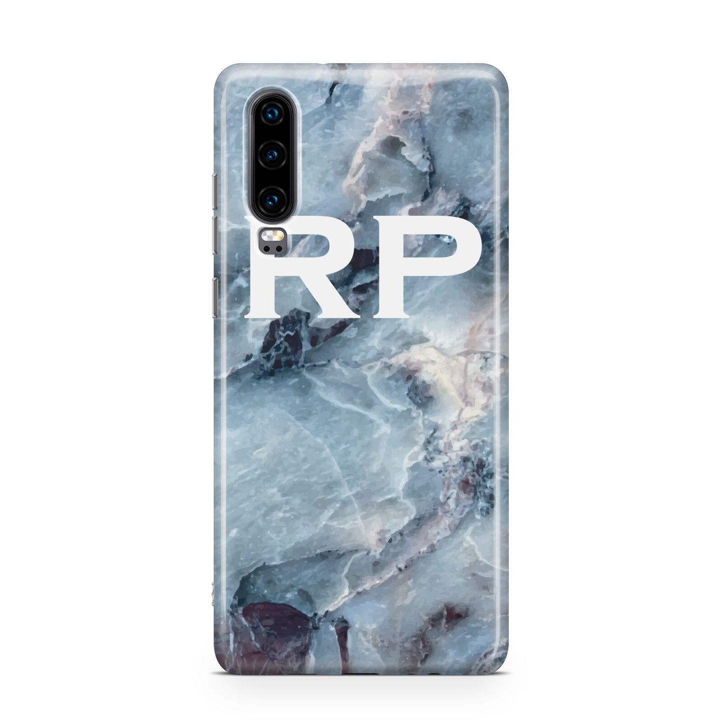 Personalised White Initials Marble Huawei P30 Phone Case