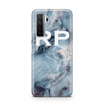 Personalised White Initials Marble Huawei P40 Lite 5G Phone Case