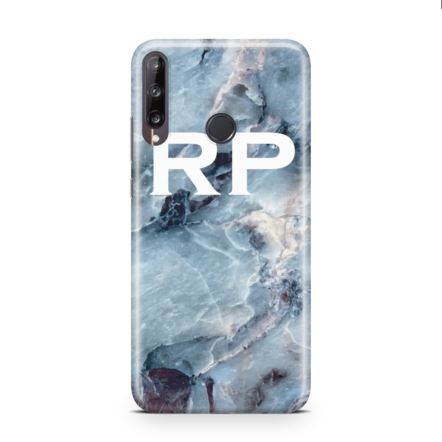 Personalised White Initials Marble Huawei P40 Lite E Phone Case