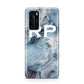 Personalised White Initials Marble Huawei P40 Phone Case