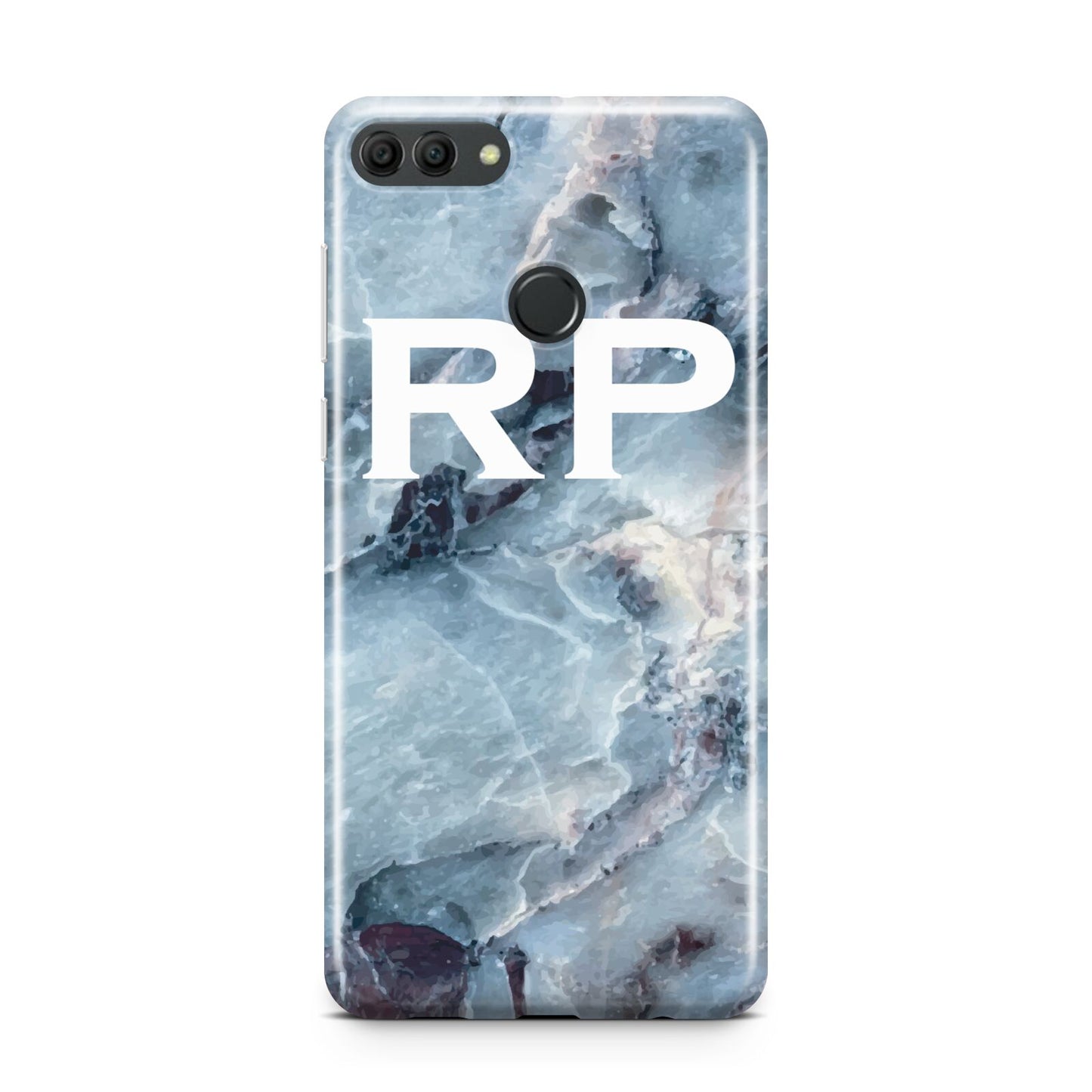 Personalised White Initials Marble Huawei Y9 2018