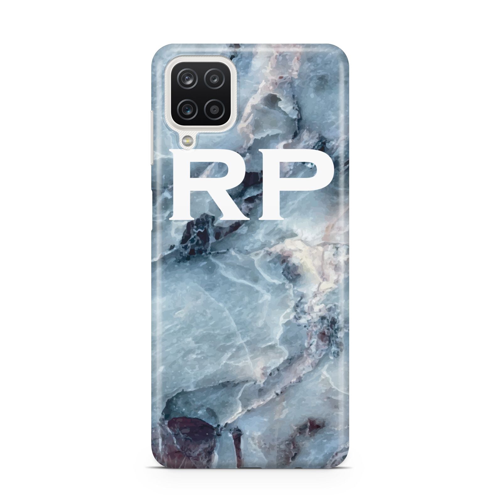 Personalised White Initials Marble Samsung A12 Case
