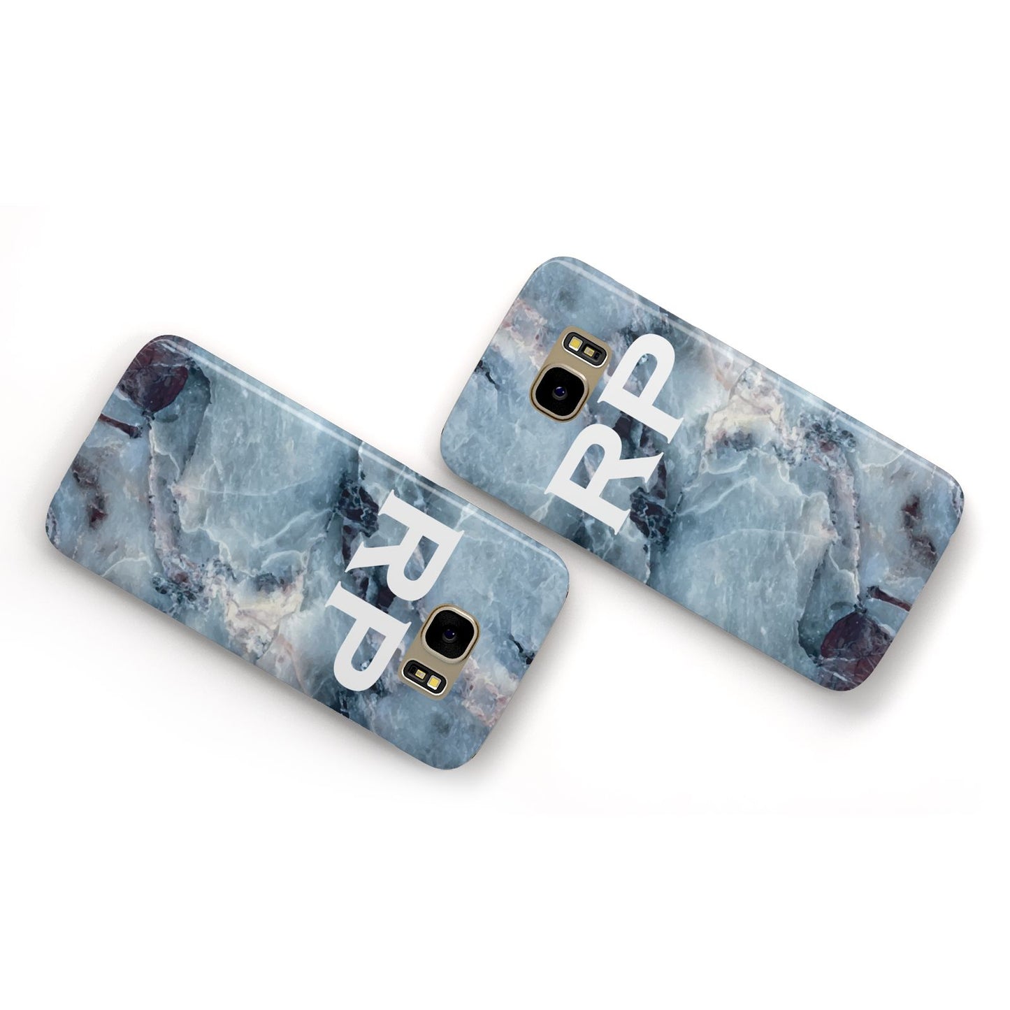 Personalised White Initials Marble Samsung Galaxy Case Flat Overview
