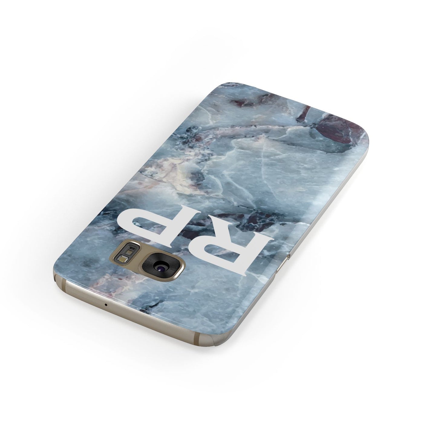 Personalised White Initials Marble Samsung Galaxy Case Front Close Up