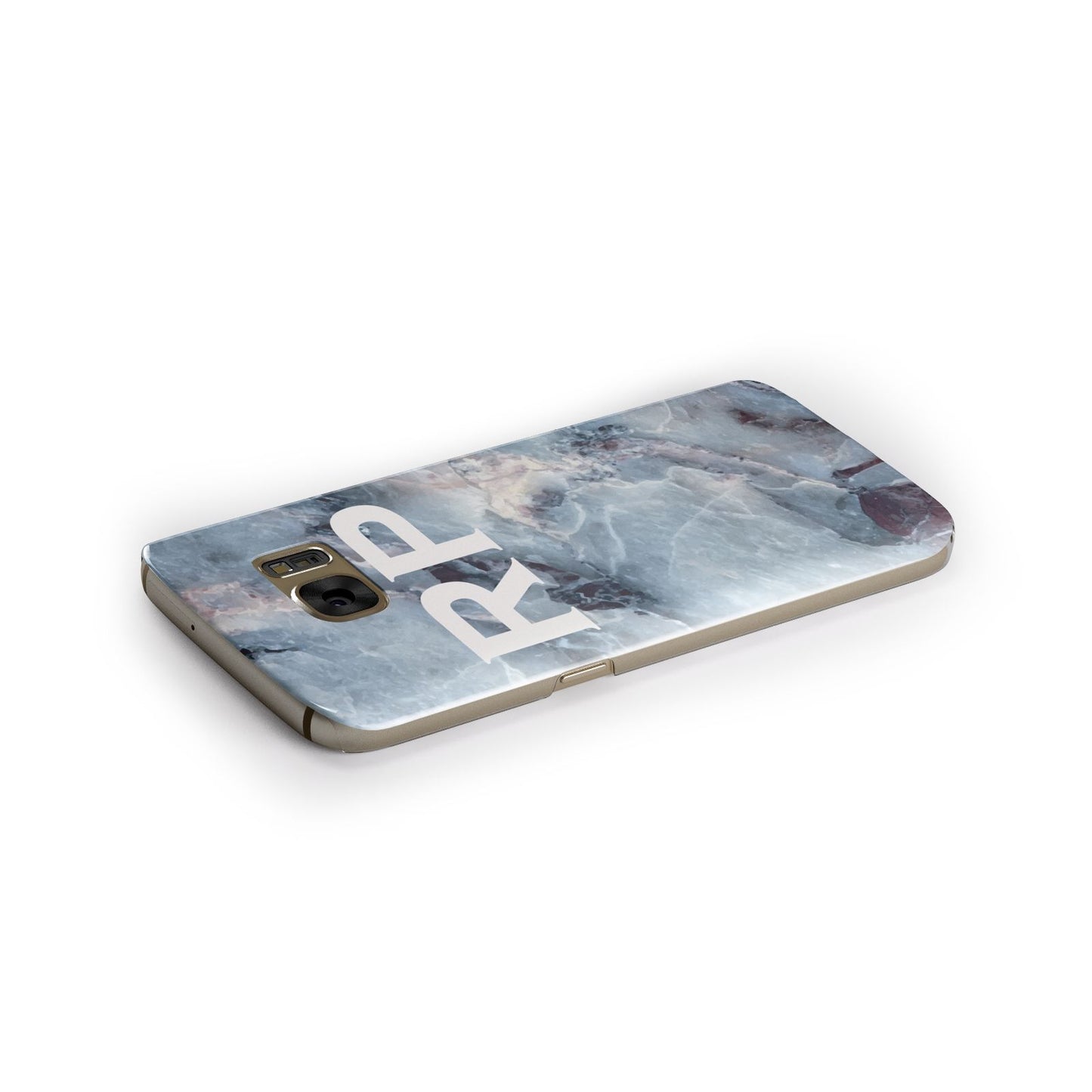 Personalised White Initials Marble Samsung Galaxy Case Side Close Up