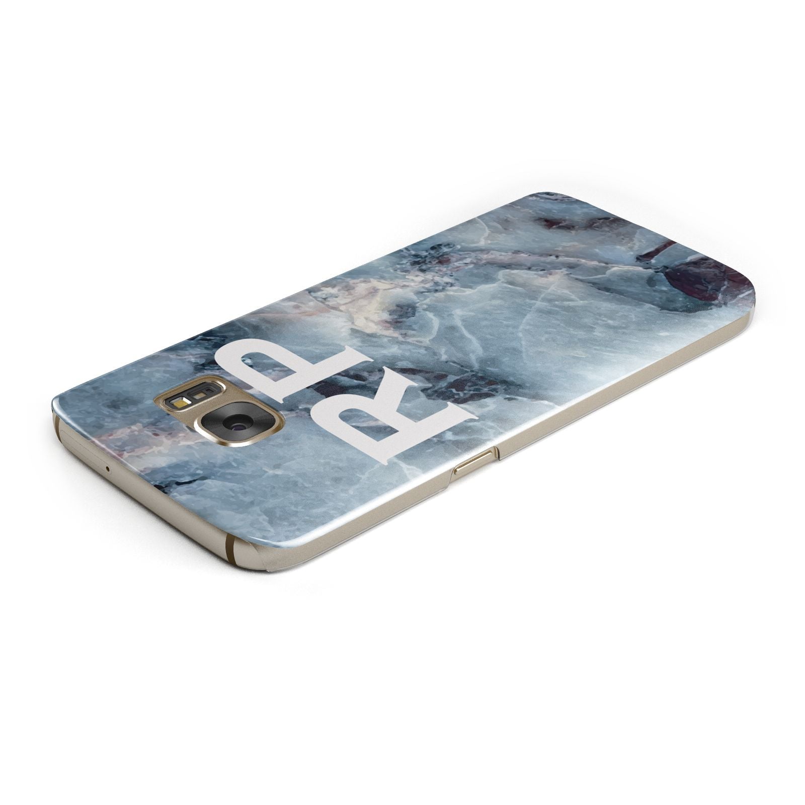 Personalised White Initials Marble Samsung Galaxy Case Top Cutout