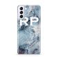 Personalised White Initials Marble Samsung S21 Plus Phone Case