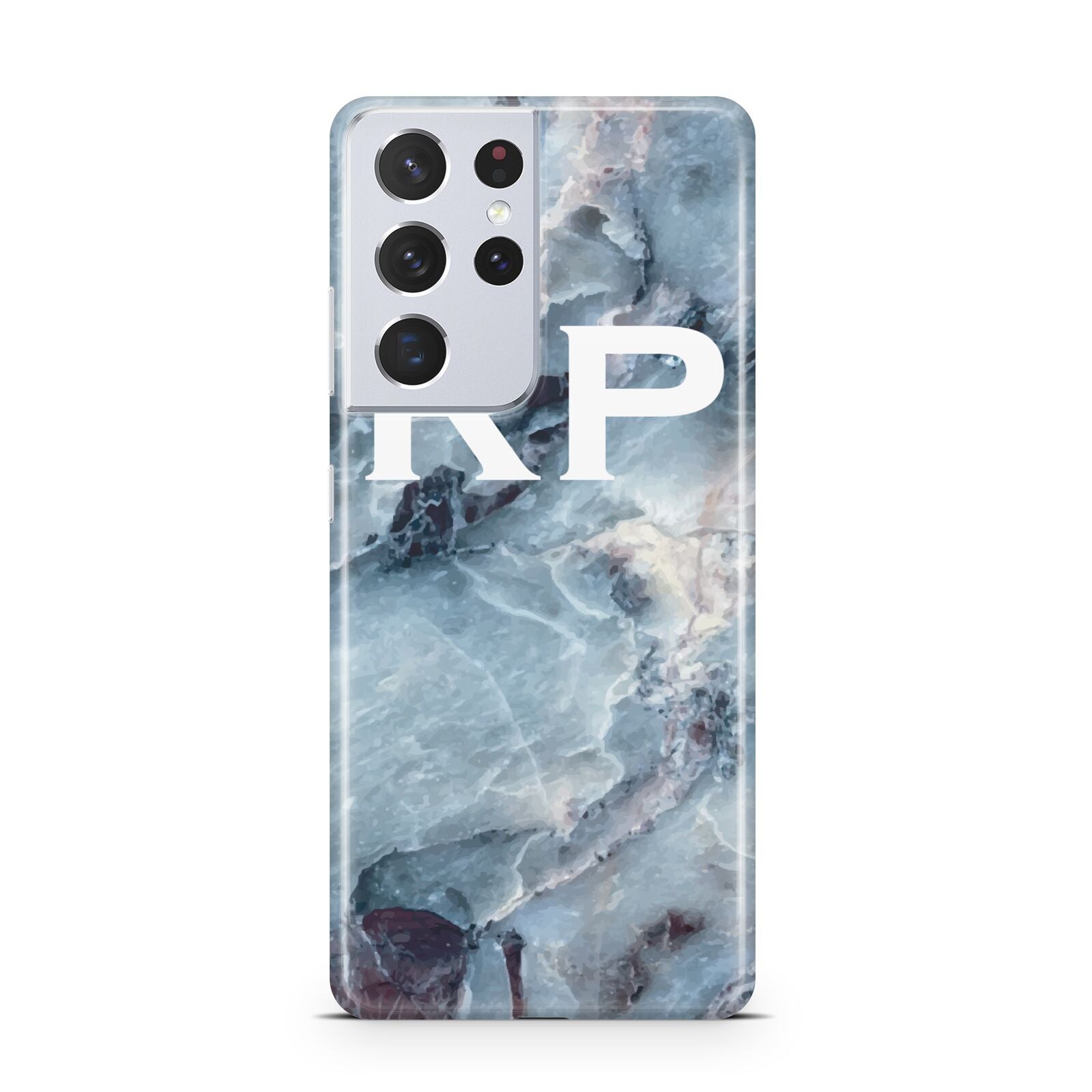 Personalised White Initials Marble Samsung S21 Ultra Case