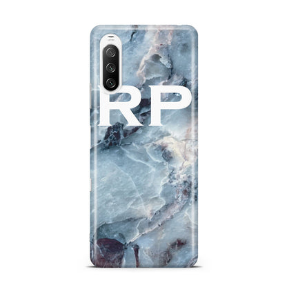 Personalised White Initials Marble Sony Xperia 10 III Case
