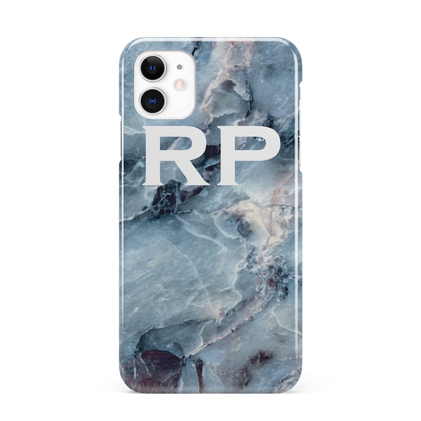 Personalised White Initials Marble iPhone 11 3D Snap Case