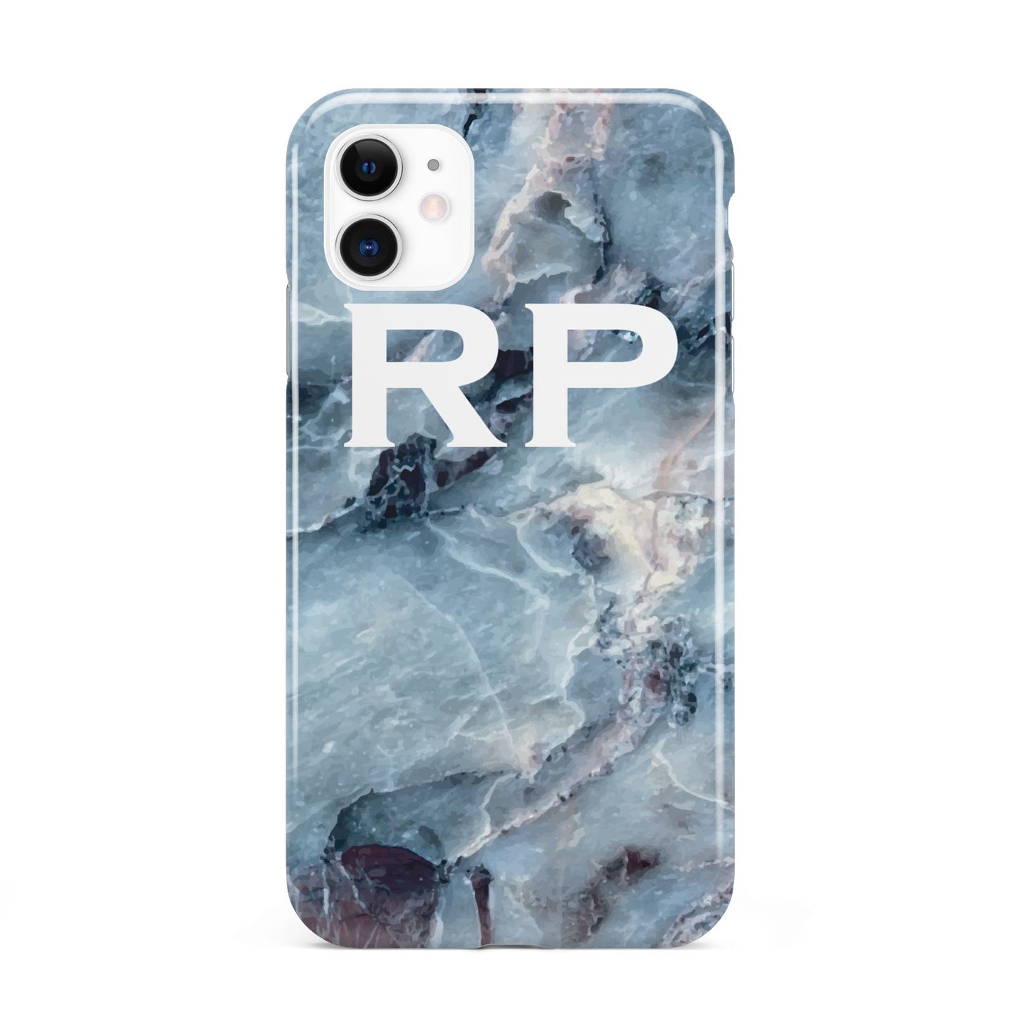 Personalised White Initials Marble iPhone 11 3D Tough Case