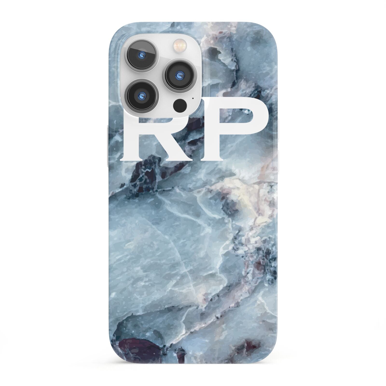 Personalised White Initials Marble iPhone 13 Pro Full Wrap 3D Snap Case