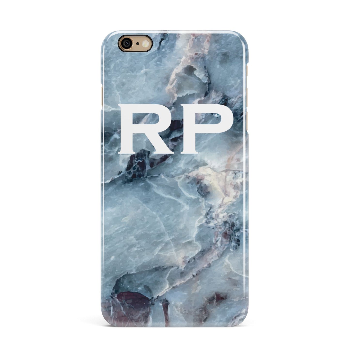 Personalised White Initials Marble iPhone 6 Plus 3D Snap Case on Gold Phone