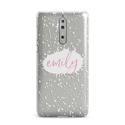 Personalised White Ink Splat Clear Name Nokia Case