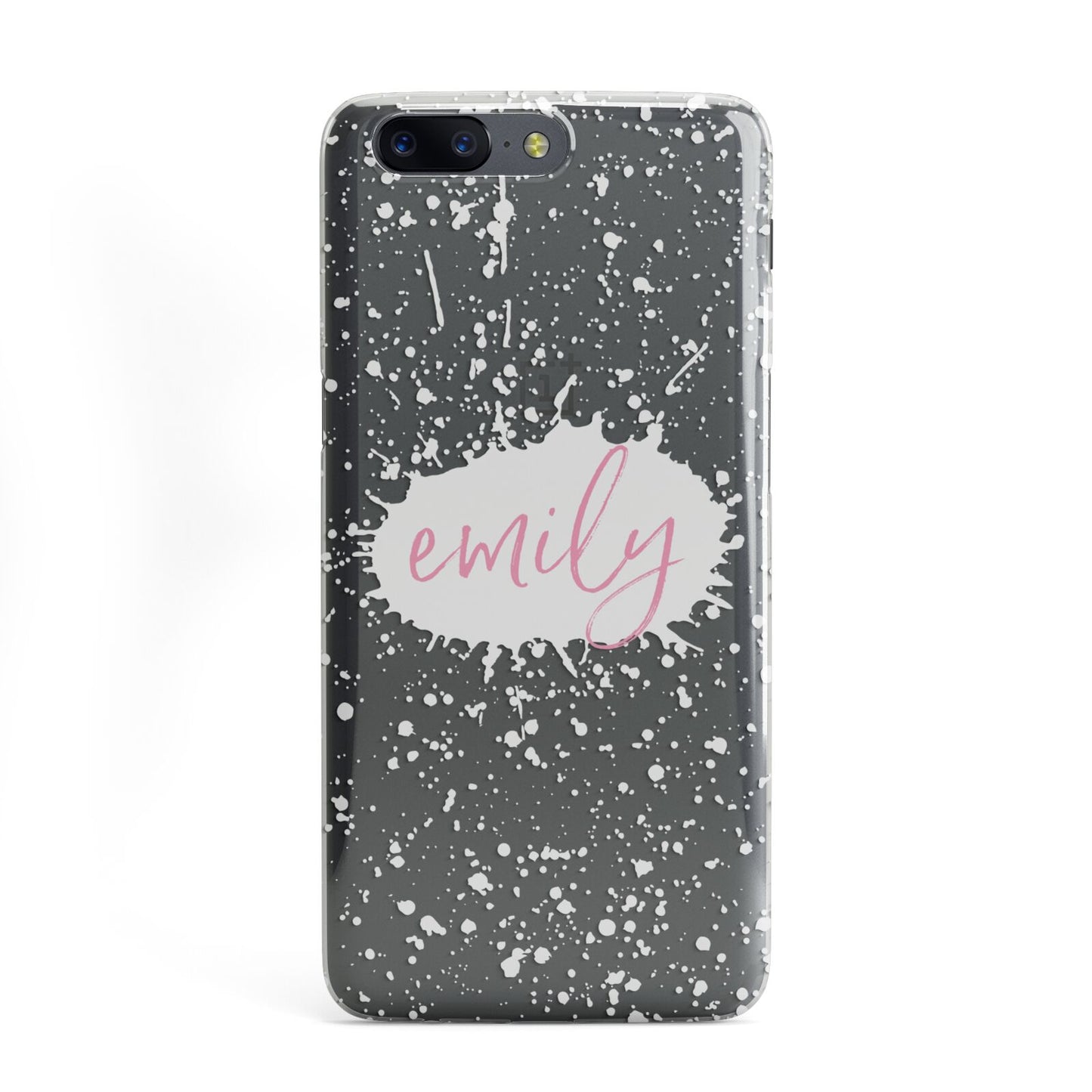 Personalised White Ink Splat Clear Name OnePlus Case