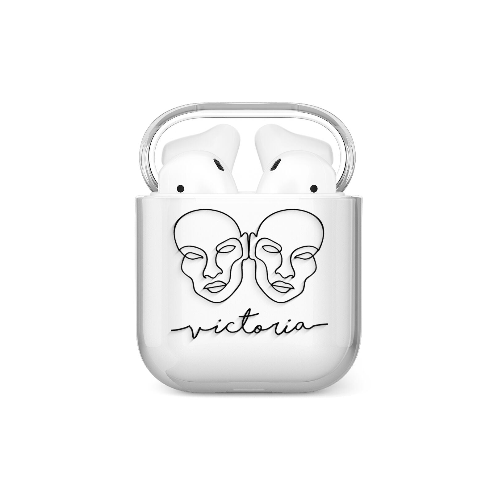 Personalised White Line Art AirPods Case