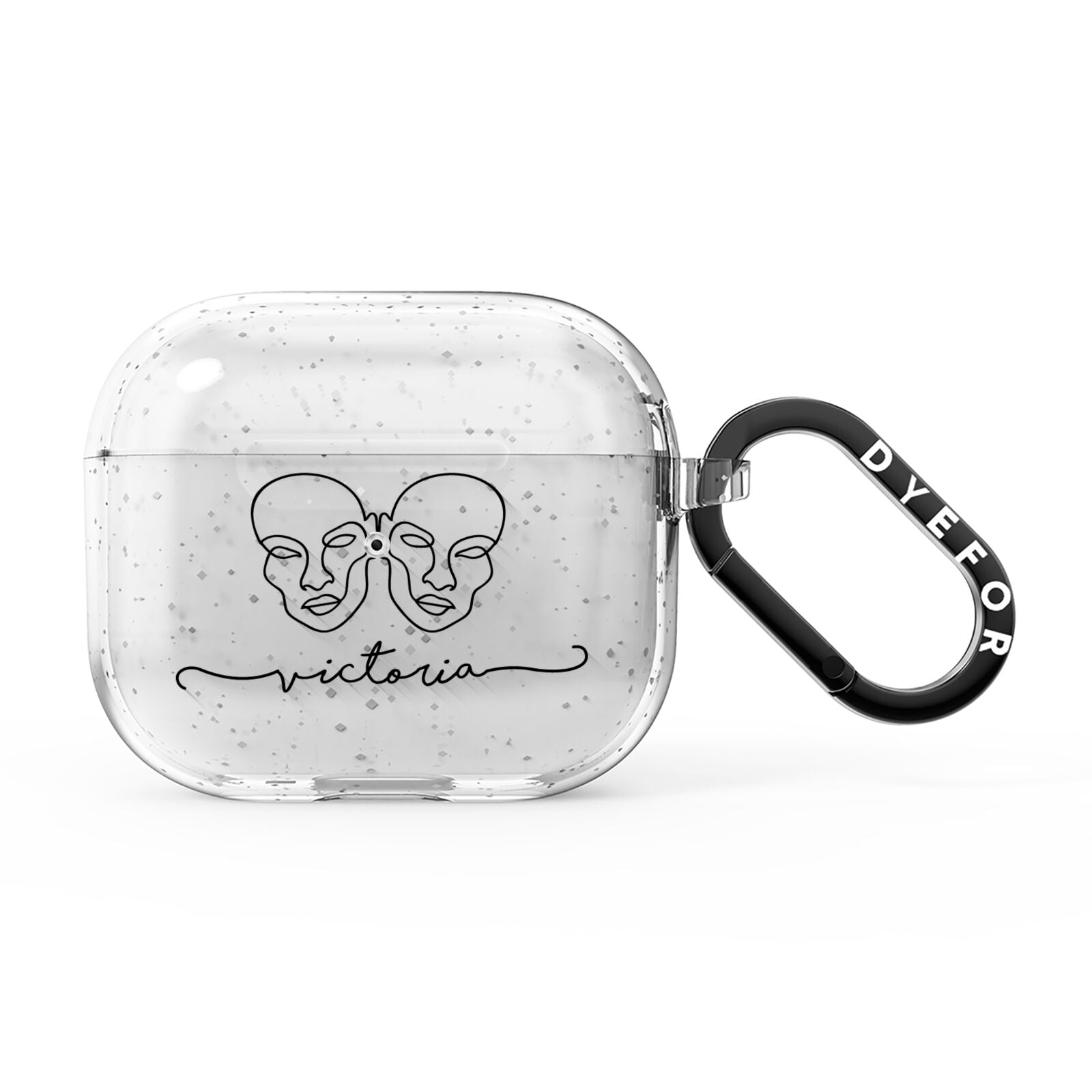 Personalised White Line Art AirPods Glitter Case 3rd Gen