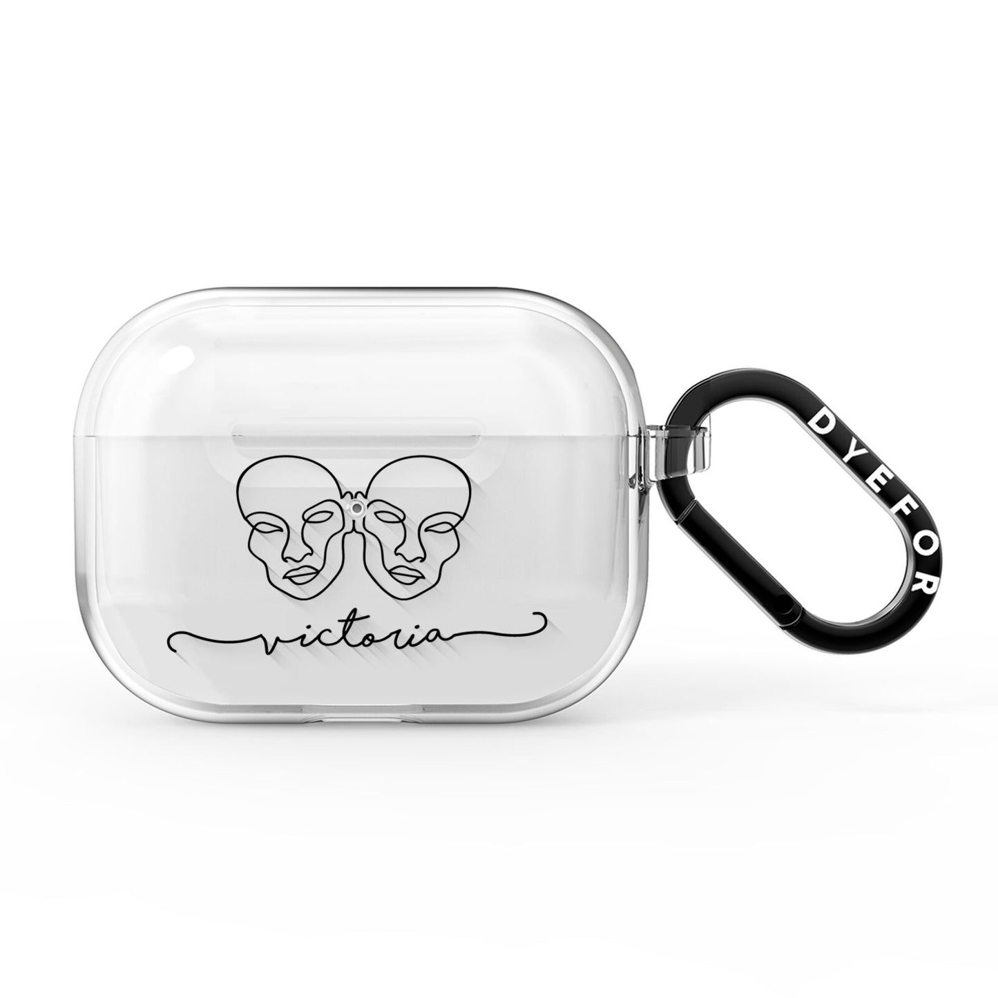 Personalised White Line Art AirPods Pro Clear Case