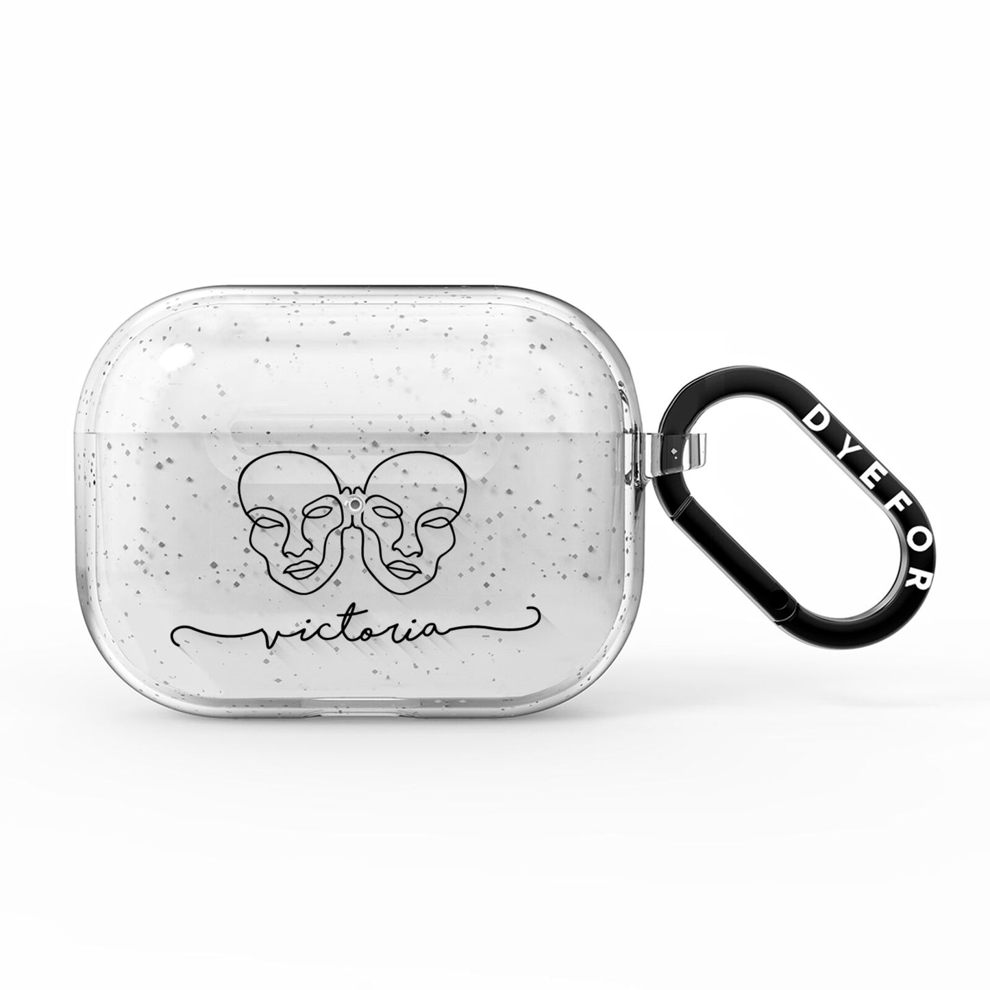 Personalised White Line Art AirPods Pro Glitter Case