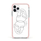 Personalised White Line Art Apple iPhone 11 Pro in Silver with Pink Impact Case
