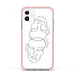 Personalised White Line Art Apple iPhone 11 in White with Pink Impact Case