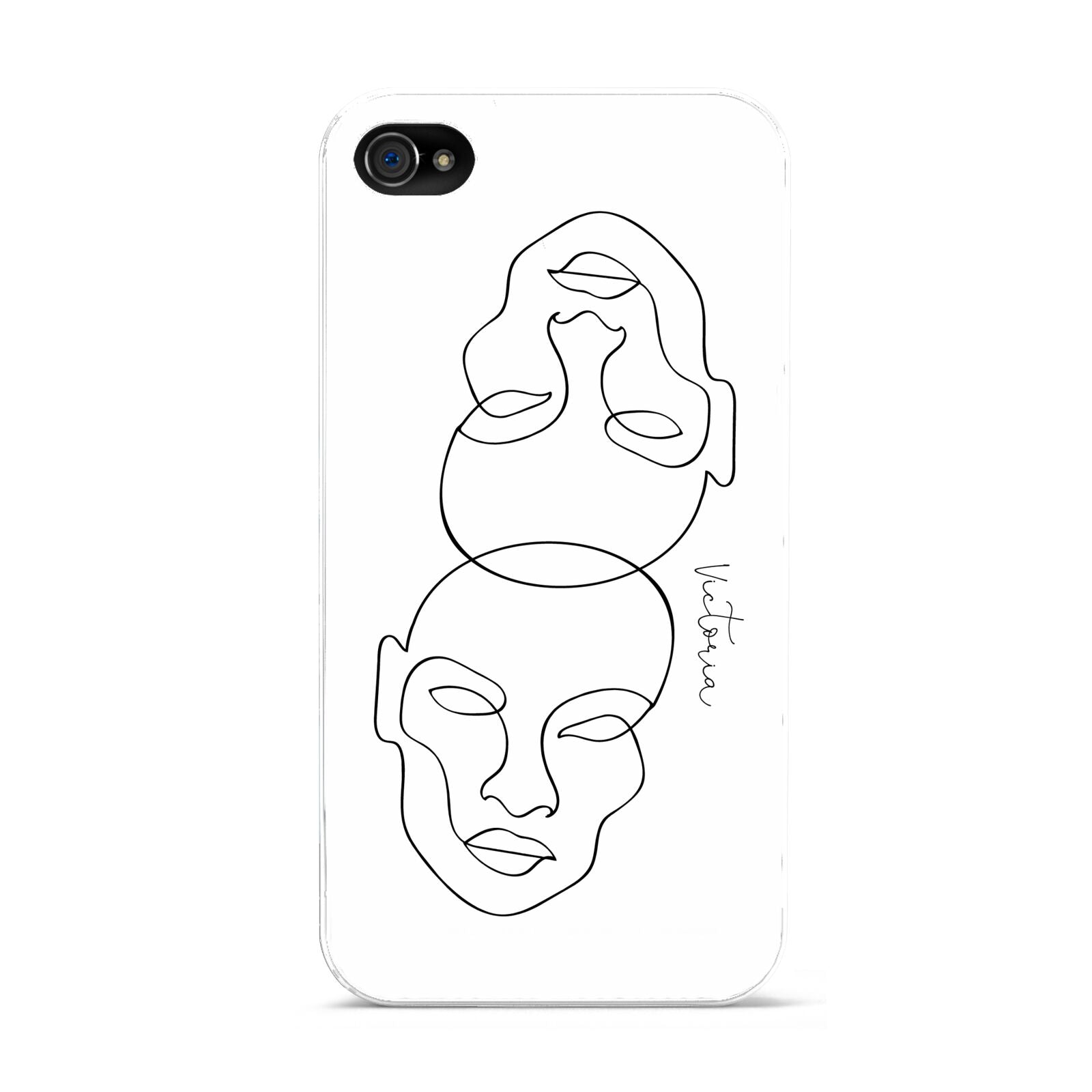 Personalised White Line Art Apple iPhone 4s Case