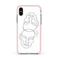 Personalised White Line Art Apple iPhone Xs Impact Case Pink Edge on Silver Phone