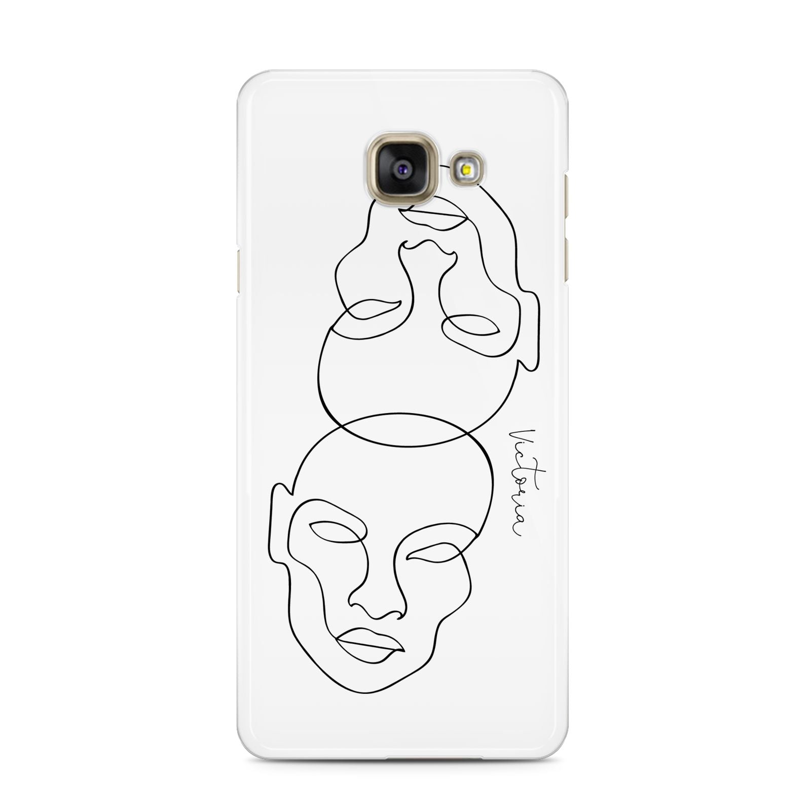 Personalised White Line Art Samsung Galaxy A3 2016 Case on gold phone
