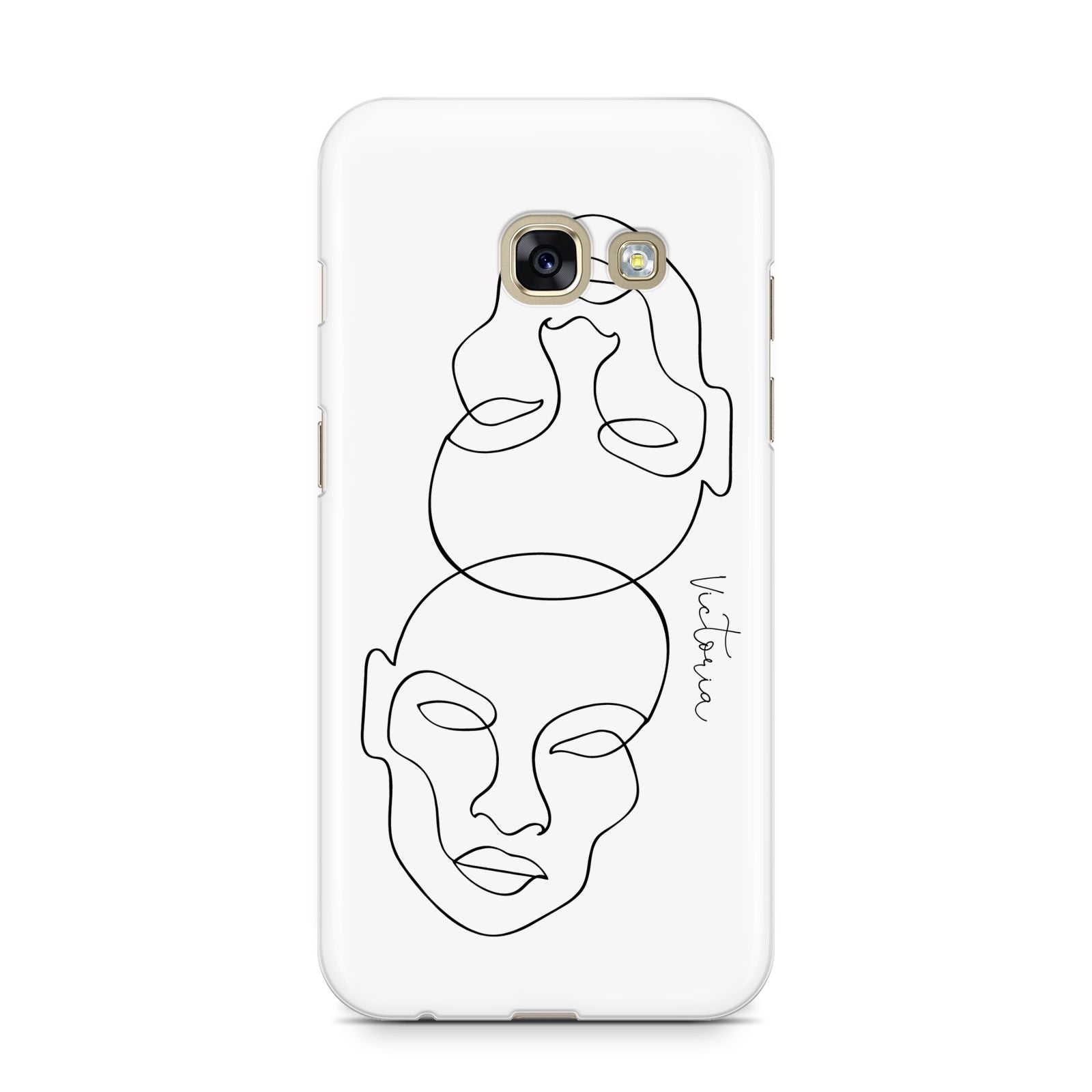Personalised White Line Art Samsung Galaxy A3 2017 Case on gold phone