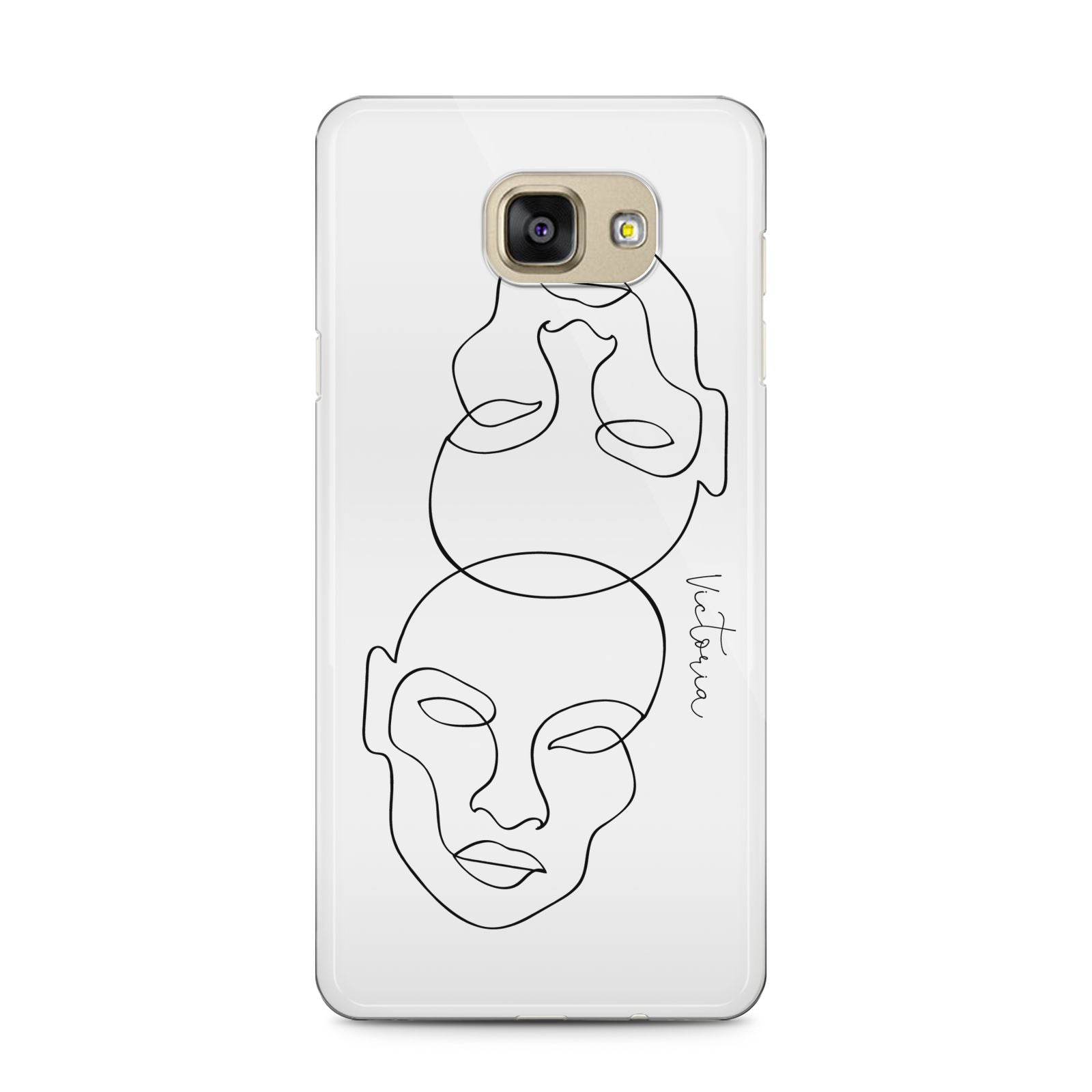 Personalised White Line Art Samsung Galaxy A5 2016 Case on gold phone