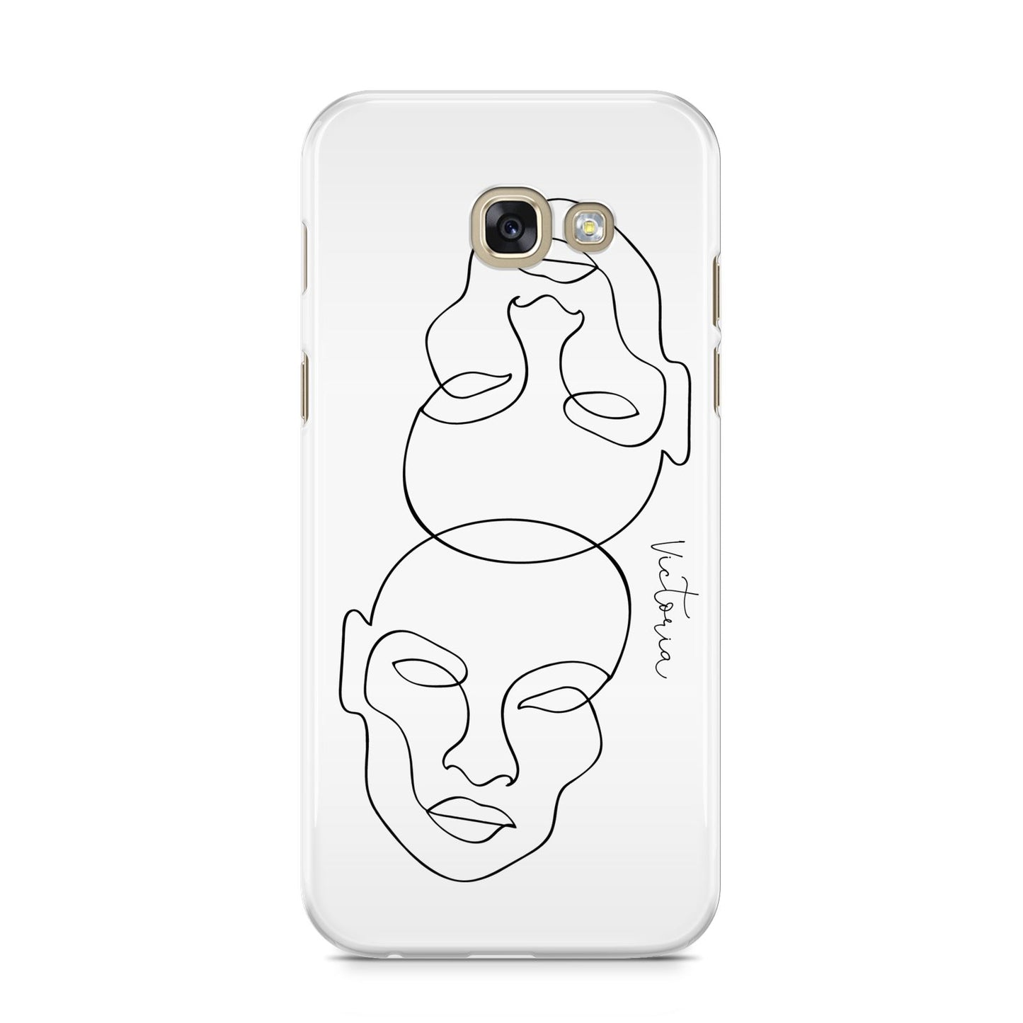 Personalised White Line Art Samsung Galaxy A5 2017 Case on gold phone