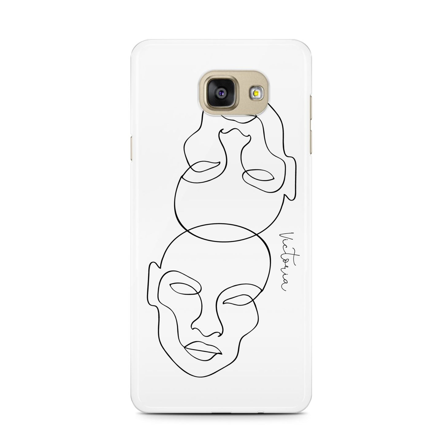 Personalised White Line Art Samsung Galaxy A7 2016 Case on gold phone