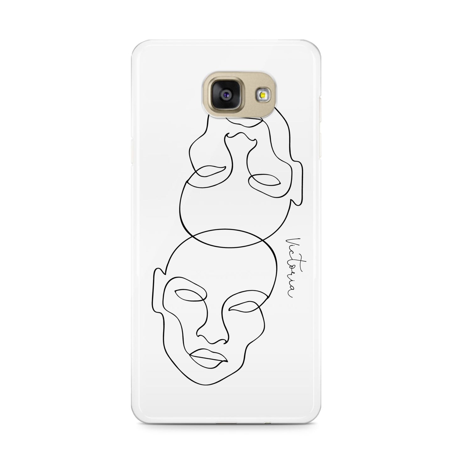 Personalised White Line Art Samsung Galaxy A9 2016 Case on gold phone