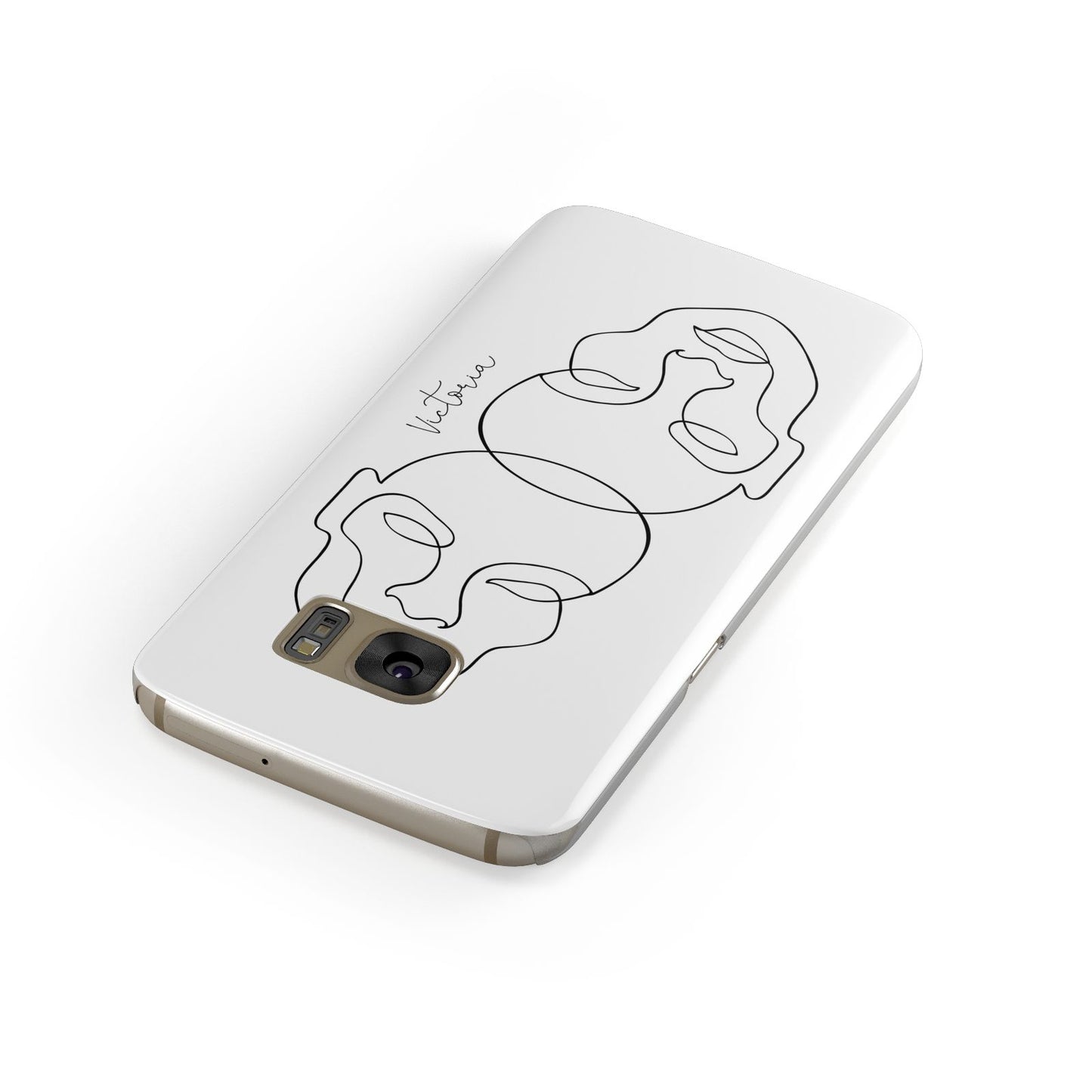 Personalised White Line Art Samsung Galaxy Case Front Close Up