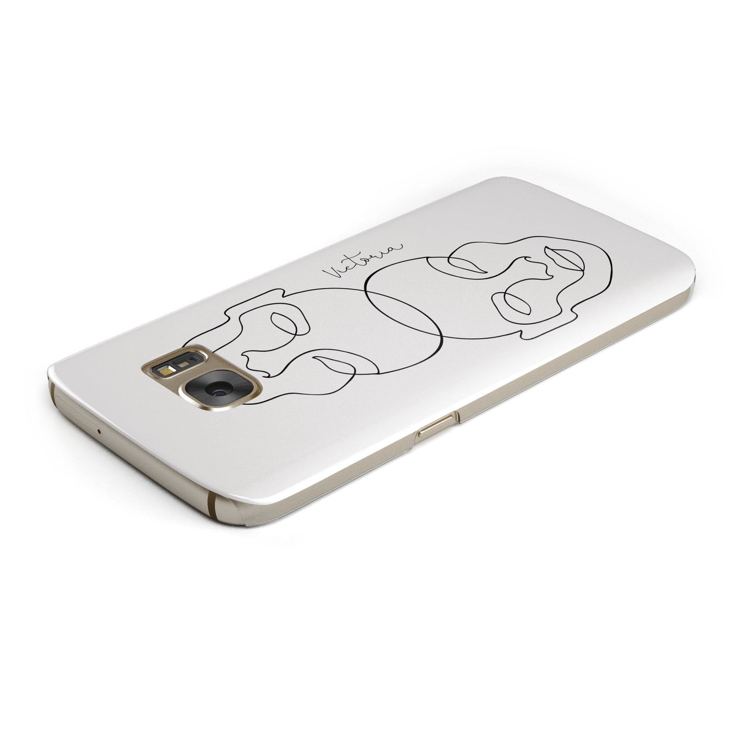 Personalised White Line Art Samsung Galaxy Case Top Cutout