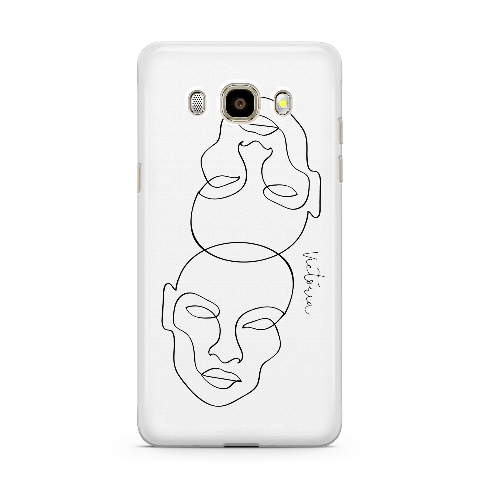 Personalised White Line Art Samsung Galaxy J7 2016 Case on gold phone