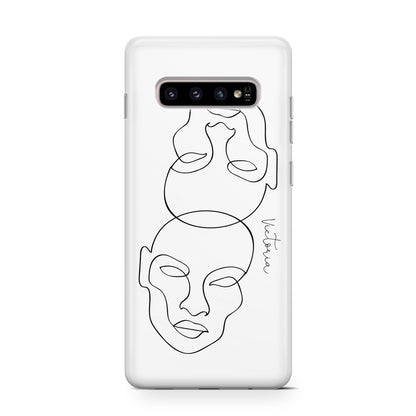Personalised White Line Art Samsung Galaxy S10 Case