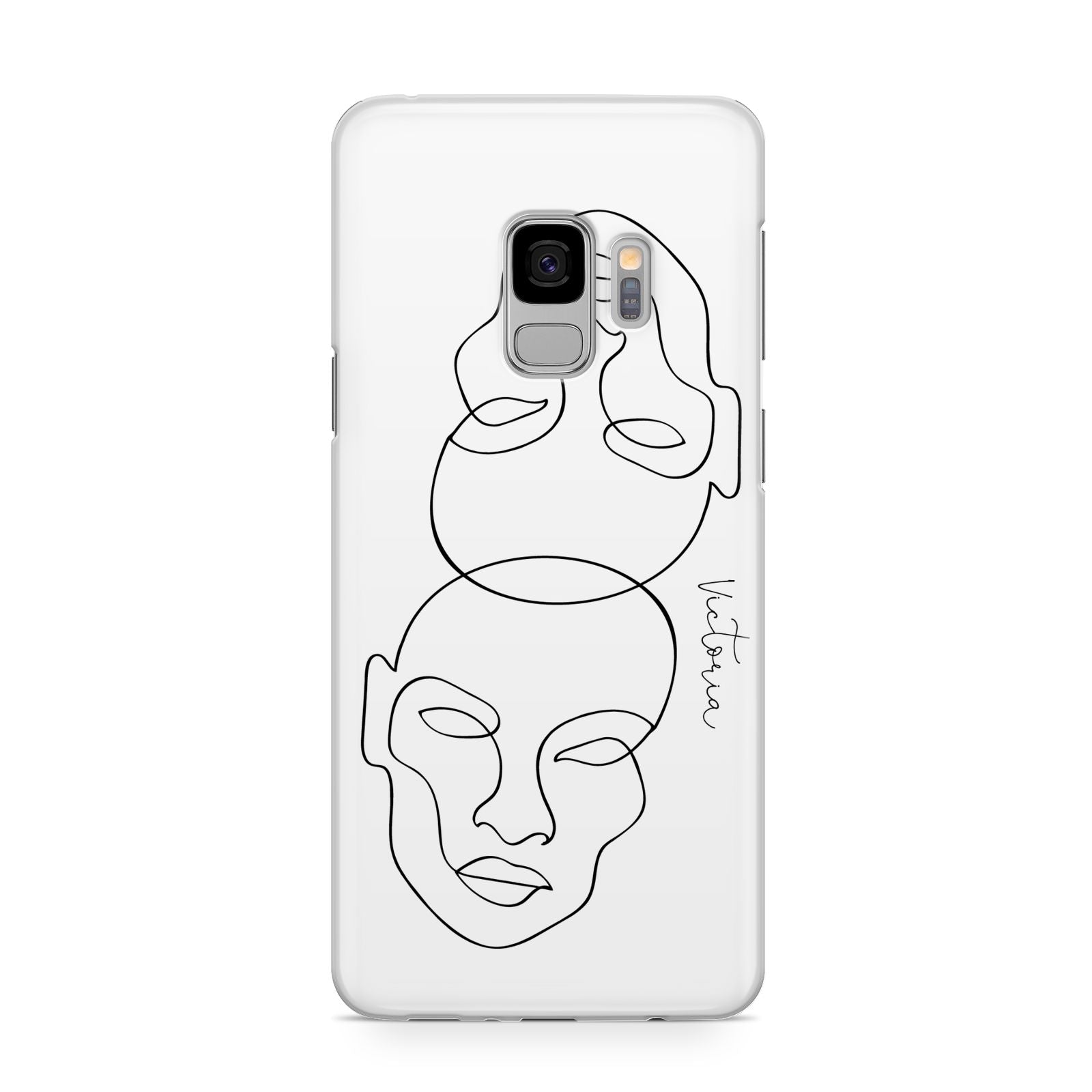 Personalised White Line Art Samsung Galaxy S9 Case