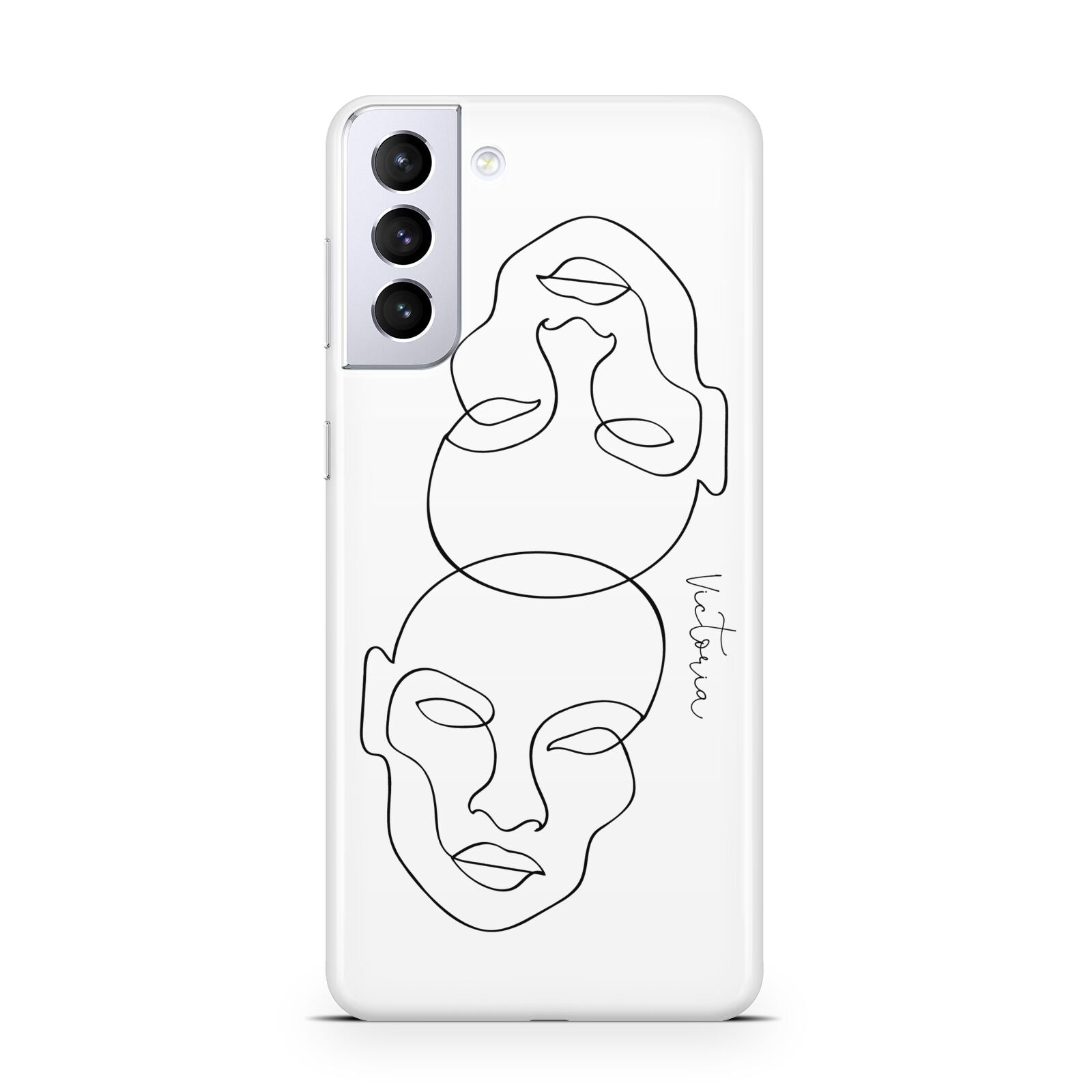 Personalised White Line Art Samsung S21 Plus Phone Case
