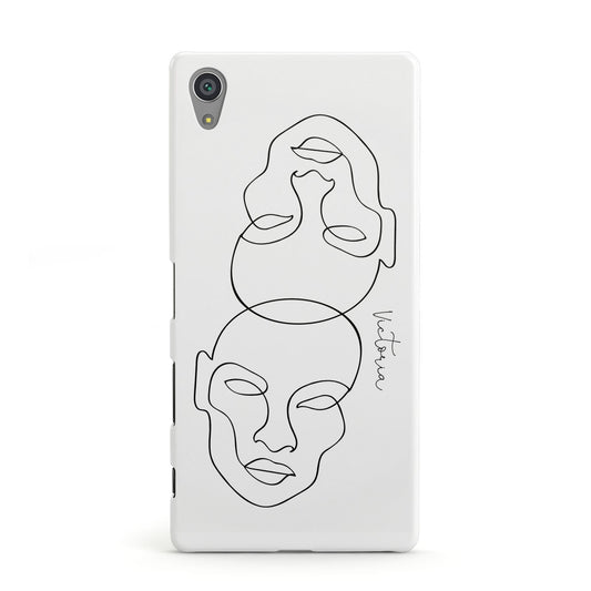 Personalised White Line Art Sony Xperia Case