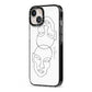 Personalised White Line Art iPhone 13 Black Impact Case Side Angle on Silver phone