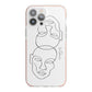 Personalised White Line Art iPhone 13 Pro Max TPU Impact Case with Pink Edges