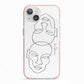 Personalised White Line Art iPhone 13 TPU Impact Case with Pink Edges