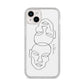 Personalised White Line Art iPhone 14 Plus Glitter Tough Case Starlight
