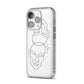 Personalised White Line Art iPhone 14 Pro Clear Tough Case Silver Angled Image