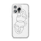 Personalised White Line Art iPhone 14 Pro Max Glitter Tough Case Silver