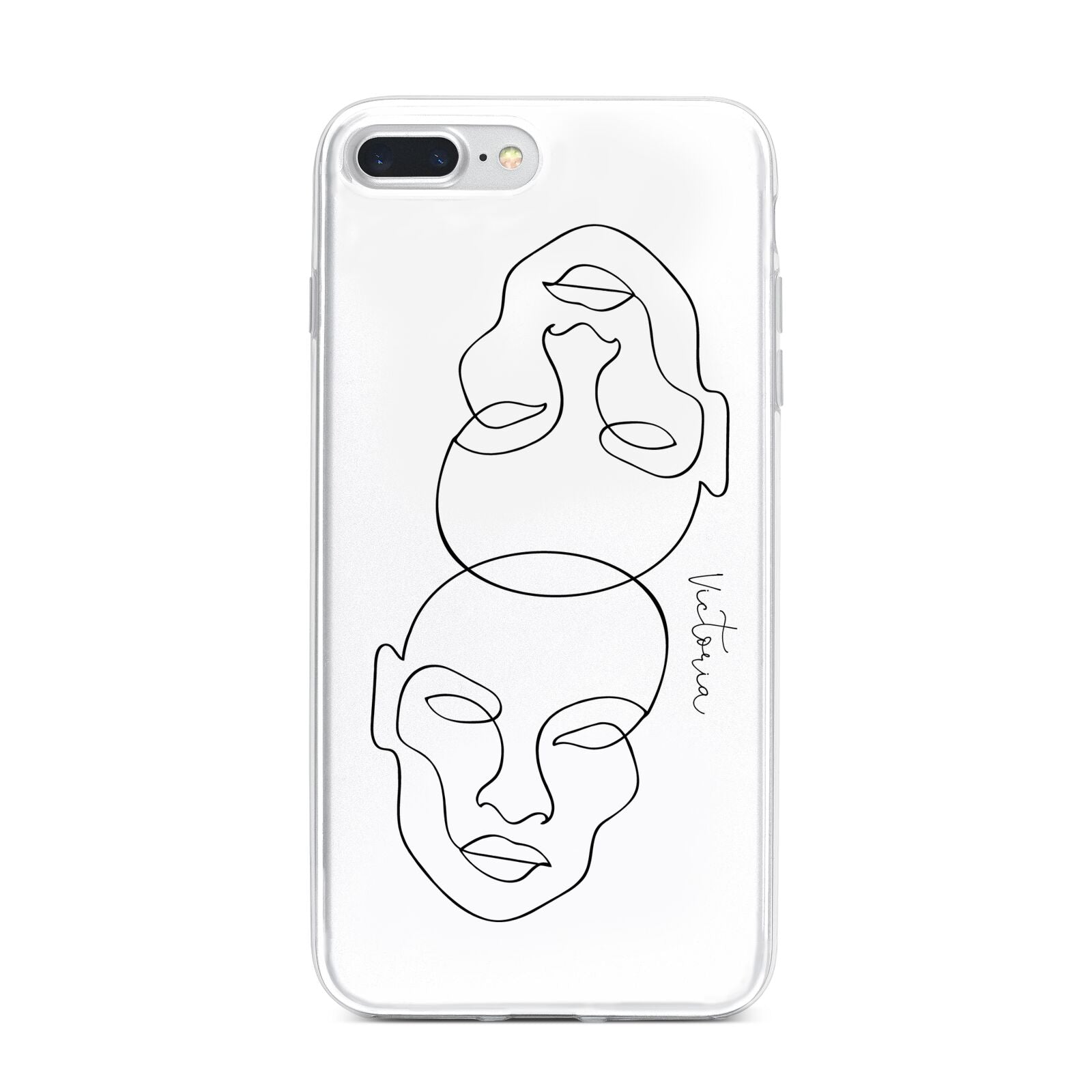 Personalised White Line Art iPhone 7 Plus Bumper Case on Silver iPhone