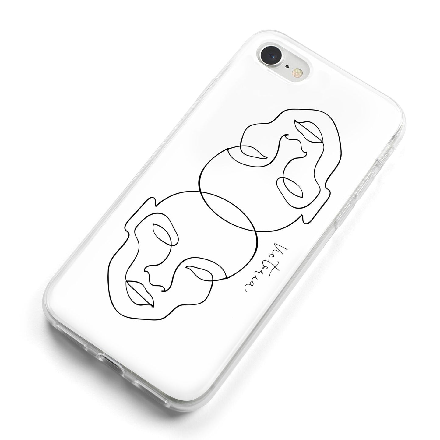 Personalised White Line Art iPhone 8 Bumper Case on Silver iPhone Alternative Image